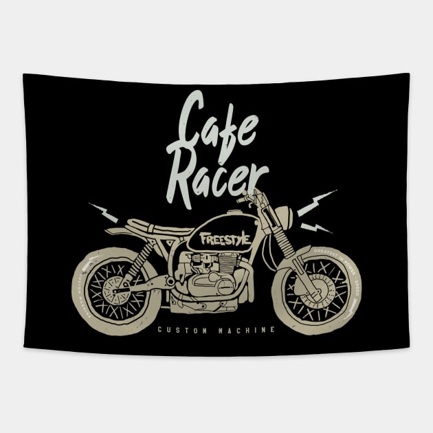 Cafe Racer Custom Bike Motorcycle Biker Tapestry by Foxxy Merch