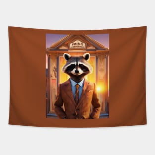 Cute racoon in a suit Tapestry