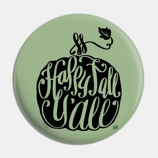 Happy Fall Y'All Graphic Pumpkin Black Pin by DoubleBrush