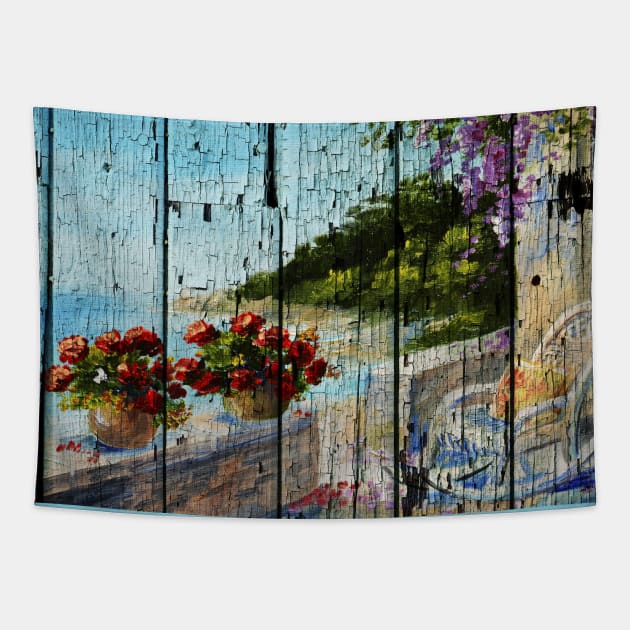 Tavern seaside Tapestry by GreekTavern