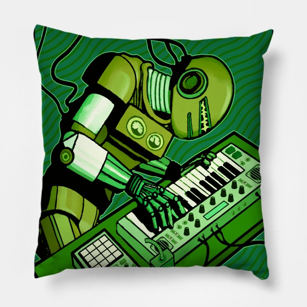 Synth Robot Musician playing the Synthesizer Pillow by Mewzeek_T