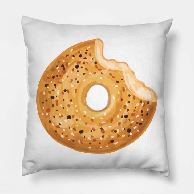 Half eaten bagel watercolor Pillow by SouthPrints