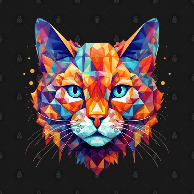 Colorful Geometric Cat Modern Polygon Design by zackdesigns