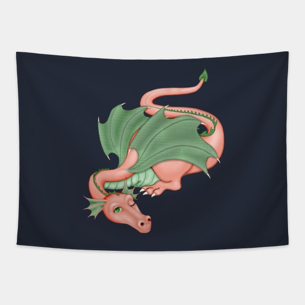 Coral Dragon Resting Tapestry by SpiceTree