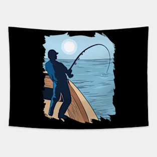 Deep Sea Fishing a Man Deep Sea Fishing Fishing Tapestry