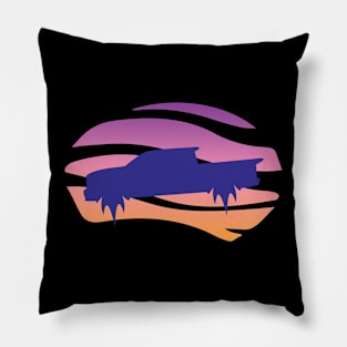 Retro wave flying pickup truck Pillow