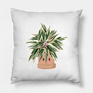 Cute Plant Illustration, Calathea Triostar Pillow