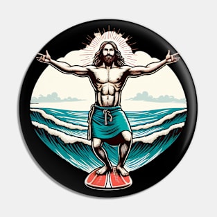 Funny Jesus Christ Surfing Pin