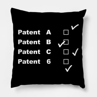 Patent A, B, C and 6 in white Pillow