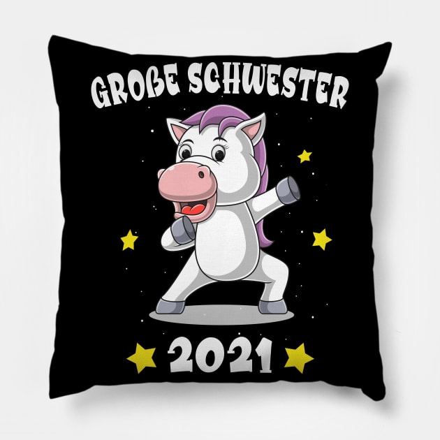 Große Schwester 2021 Einhorn für Mädchen Pillow by Foxxy Merch