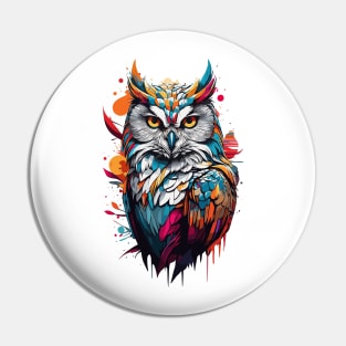 Color Splash Abstract Owl Portrait Design Pin