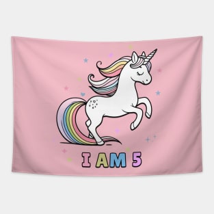 Magical Unicorn Fifth Birthday T-Shirt – Perfect Kids' Party Gif Tapestry