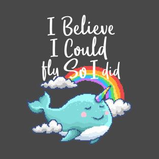 Whale Unicorn Narwhal Retro 8 Bit 80's 90's Attire T-Shirt