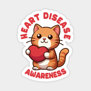 Heart Disease Awareness Cute Cat Magnet