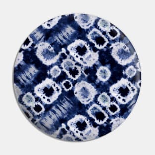 Dark Blue Summer Tie Dye Batik Wax Tie Die Print Pin