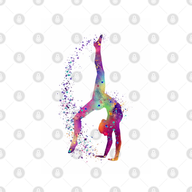 Gymnastics Tumbling Girl Watercolor Silhouette by LotusGifts