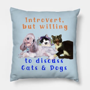 Introvert but willing to discuss Cats & Dogs Pillow