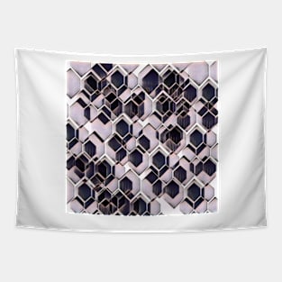 blue grey purple black and white abstract geometric pattern Tapestry