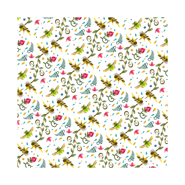 Sugarbird and Green Beetle Pattern by maak and illy