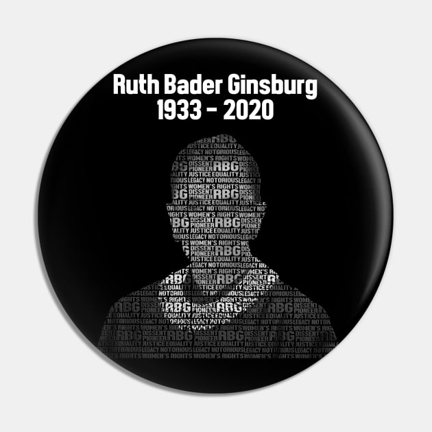 RBG RIP 2020 Ruth Word Design Pin by Bingeprints