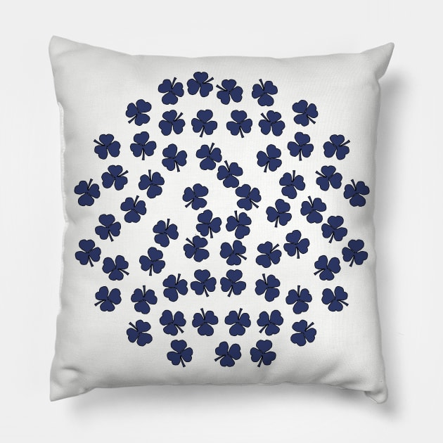 Shamrocks Blue for St Patricks Day Pillow by ellenhenryart