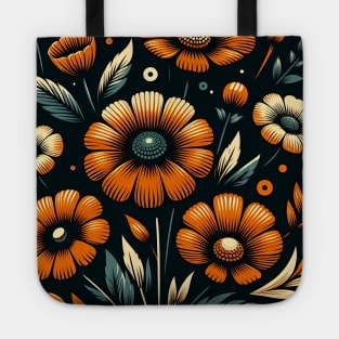 Orange Floral Illustration Tote