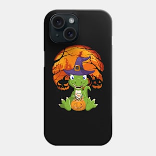 Dinosaurs pumpkin witch Phone Case