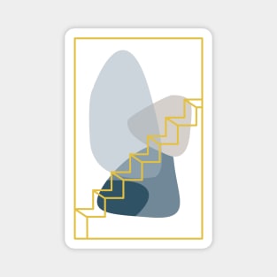 Golden Stairs Abstract Line Art Magnet