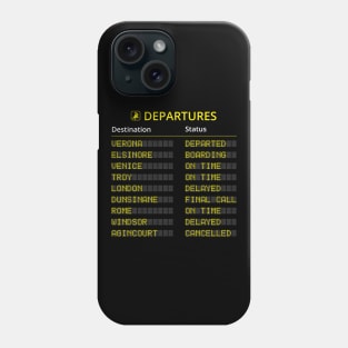 Shakespeare’s Plays Departures Board Phone Case