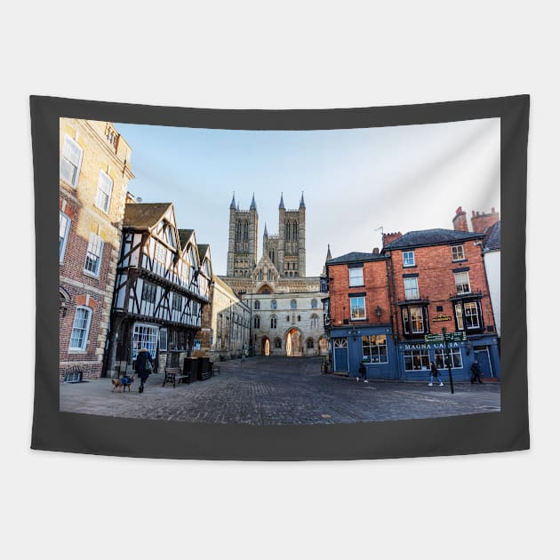 Lincoln Cathedral And Magna Carta From Castle Square Tapestry by tommysphotos