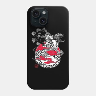 White leopard and Japanese pine trees Phone Case