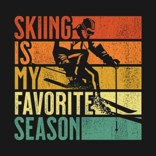 Distressed Vintage Skiing Is My Favorite Season Gift T-Shirt