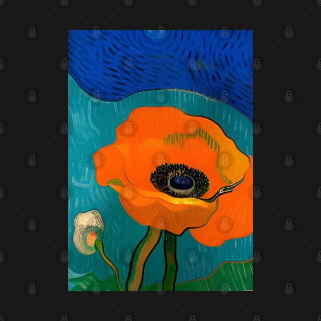 OCHRE POPPY TEAL BACKGROUND by sailorsam1805