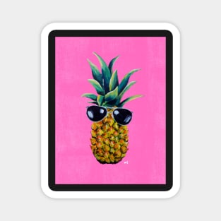 Neon Pink Pineapple Sunglasses Magnet