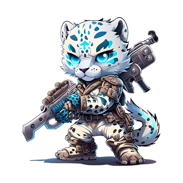 Armored Cute Snow Leopard Holding a Riffle by WalldeMar