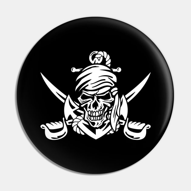 Pirate Skull with Anchor, Rope and Crossed Swords Pin by hobrath