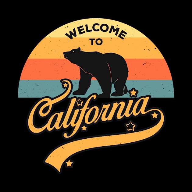 Welcome To California Retro Sunset Bear USA Trip by Foxxy Merch