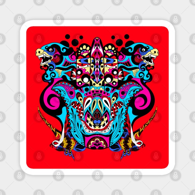 red king of the monsters mandala pattern ecopop Magnet by jorge_lebeau