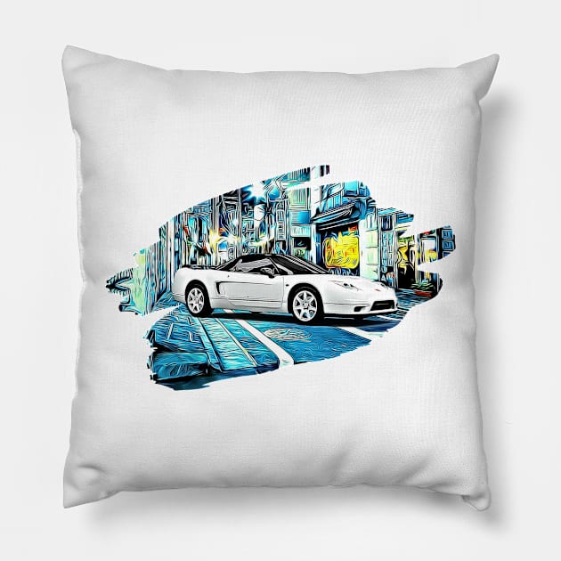 NSX Type R Tokyo Night Print Pillow by Auto-Prints