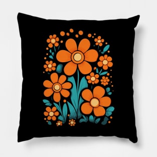 Orange Flower Power Pattern Pillow