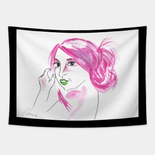 Girl With A Messy Bun - Pink Palette Tapestry