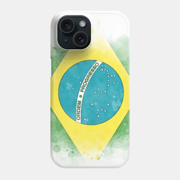 Brazil watercolor flag Phone Case by Mig's Design Shop