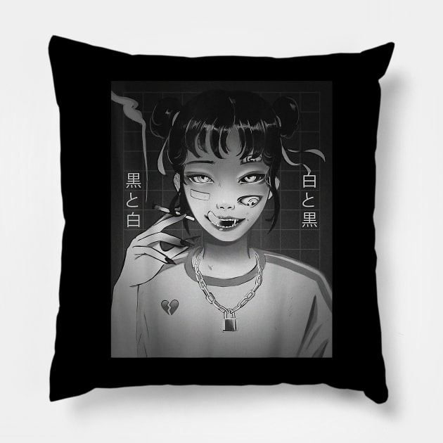 Anime Girl Yokai Waifu Manga Aesthetic Japanese Otaku Pillow by RazonLife