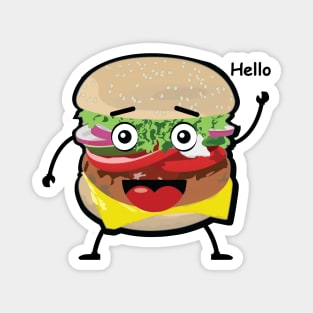 Burger Greeting - Funny Character Illustration Magnet