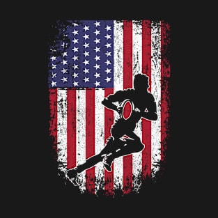 Rugby American Flag Patriot Graphic USA Patriotic Rugby Player T-Shirt