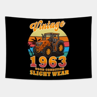 Vintage Est 1963 Farmer Tractor 60th Birthday 60 Years Old Tapestry