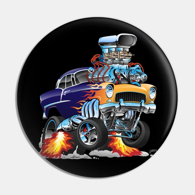 Classic Fifties Hot Rod Muscle Car Cartoon Pin by hobrath