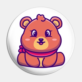 Cute baby bear sitting cartoon illustration Pin