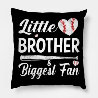 Little Brother Biggest Fan Baseball Pillow