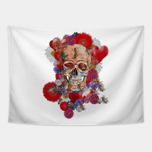 Skull Flower Power II Tapestry